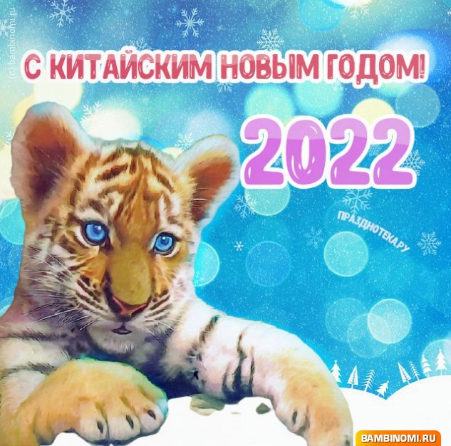 Открытки с Китайским Новым Годом Тигра 2022 (1 февраля)